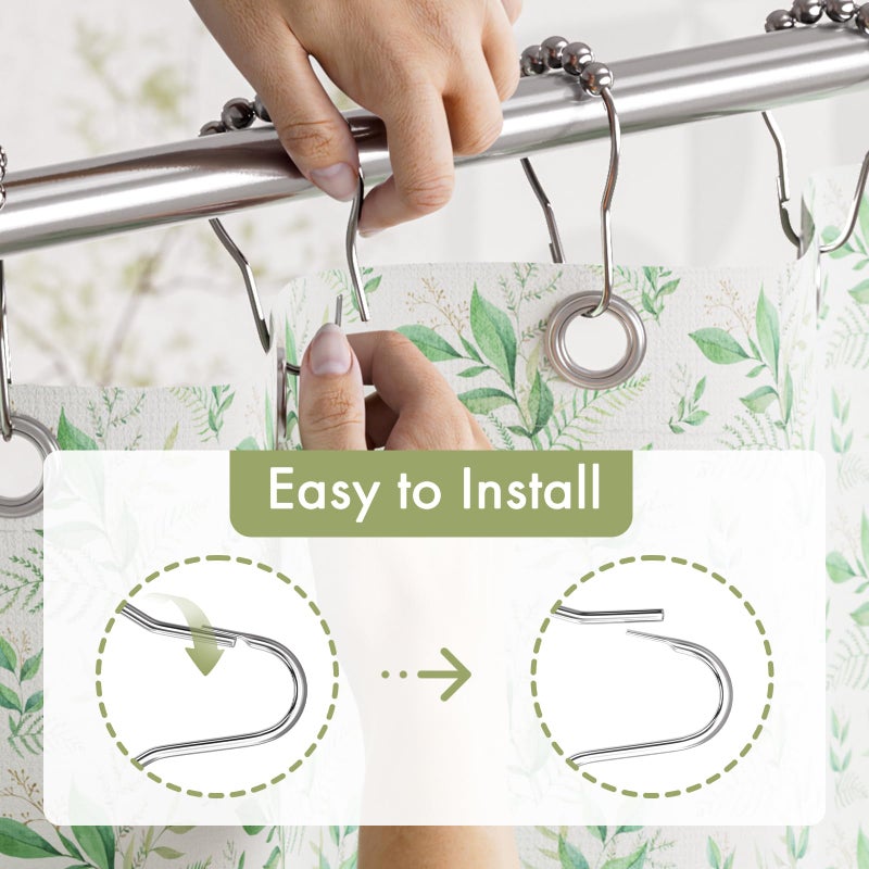 Amazer Shower Curtain Rings, Rust-Resistant Metal Shower Hooks Ring Shower Rings for Curtain Rolling Shower Curtain Hooks for Bathroom Shower Rod Shower Curtain Hangers, Set of 12, Chrome - Image 4